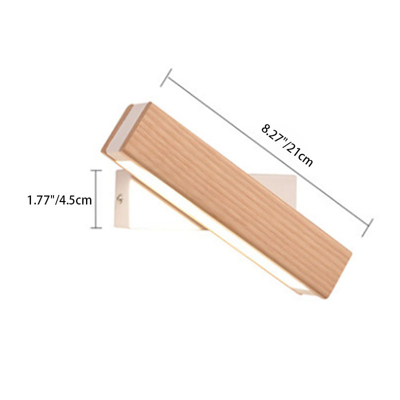 Rectangular Solid Wood Iron Wall Lamp