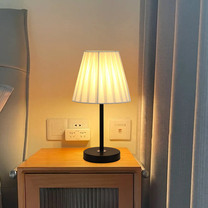 Black White Pleated Metal Table Lamp