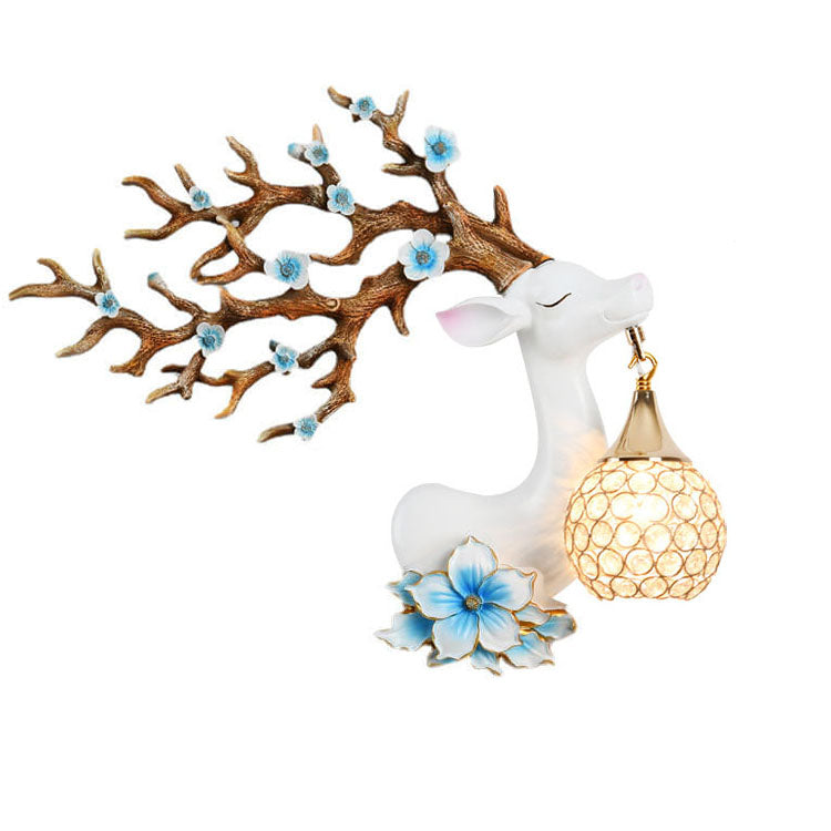 Resin Antler Crystal Ball Wall Lamp