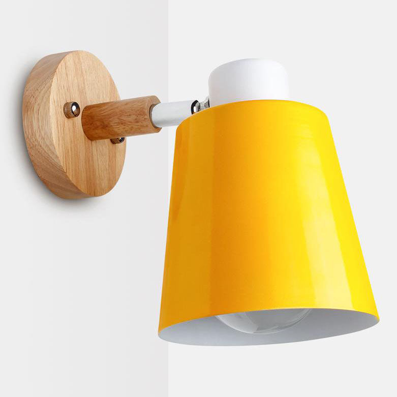 Solid Color Iron Wood Wall Lamp