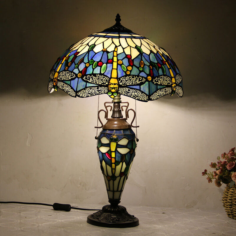 Stained Glass Hexagonal Dome 2-Light Table Lamp