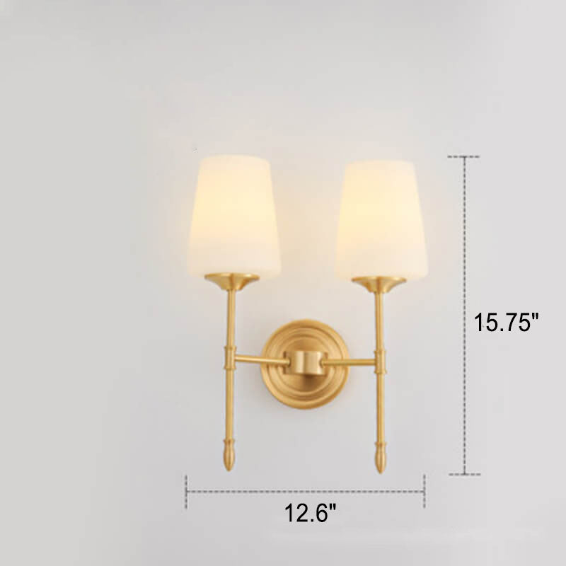 Brass Fabric Glass Straight Wall Lamp