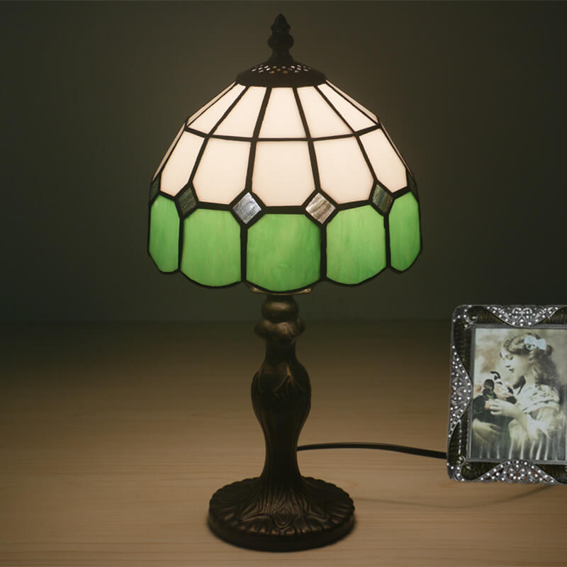 Gemstone Stained Glass Round Table Lamp
