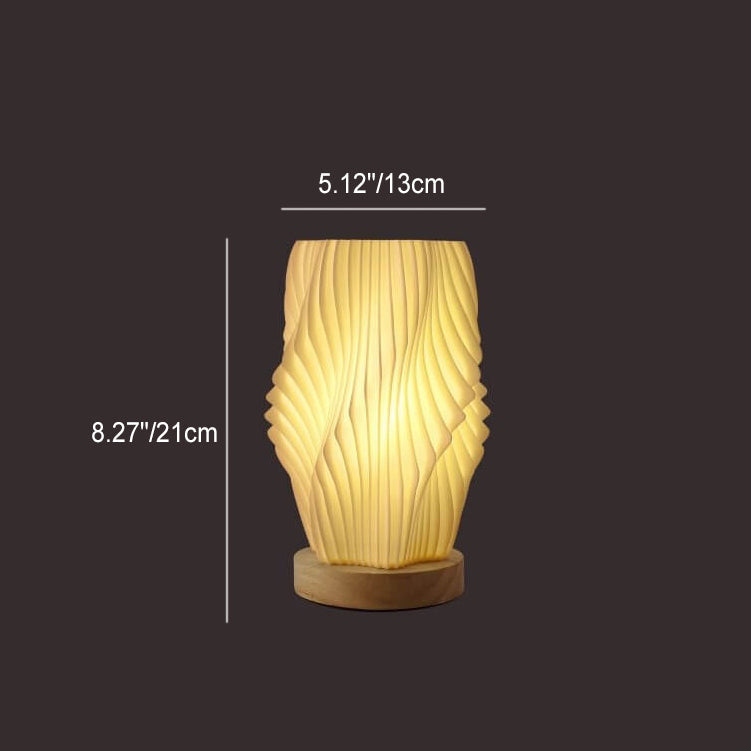 Round Wave Pod Wood Table Lamp
