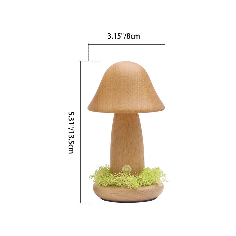 Mushroom Round Beech Wood Table Lamp