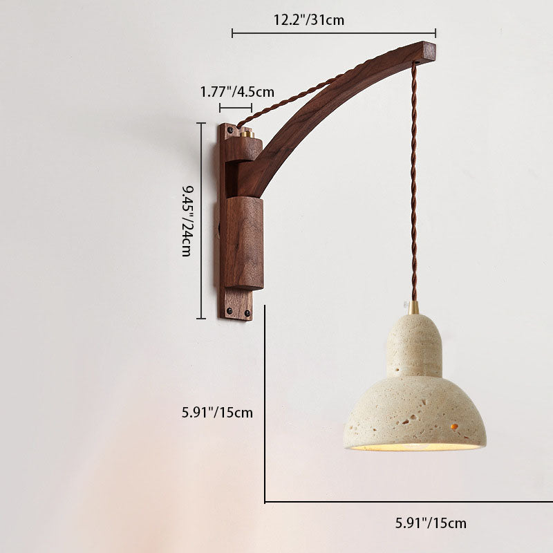 Solid Wood Glass Horn Wall Lamp