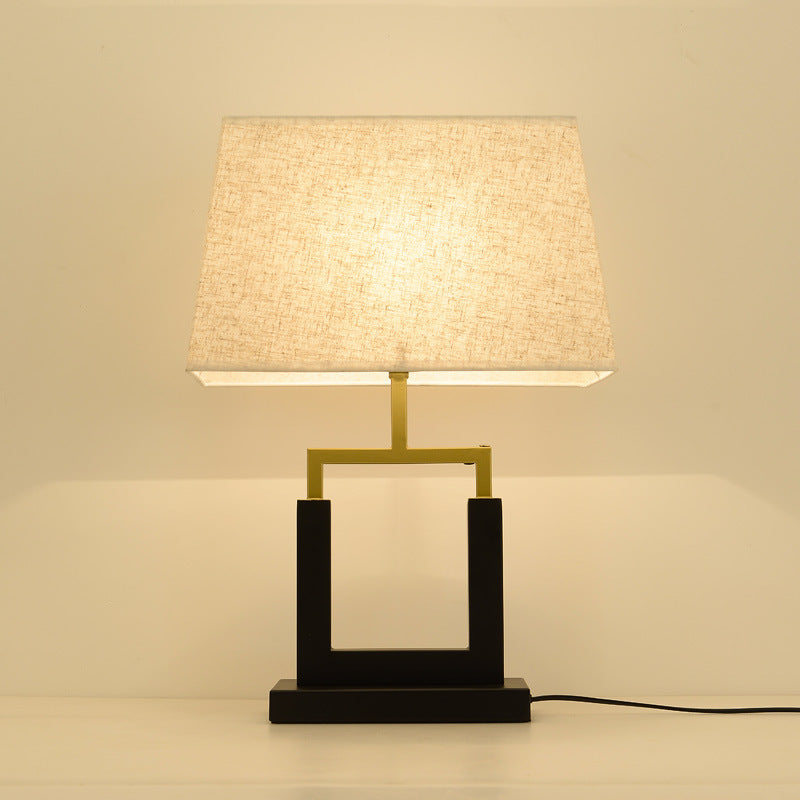 Wrought Iron Fabric Cylinder Table Lamp