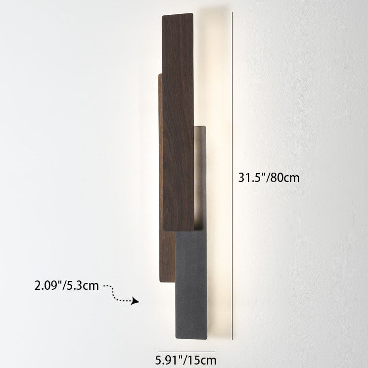 Wood Grain Geometric Rectangle Wall Lamp