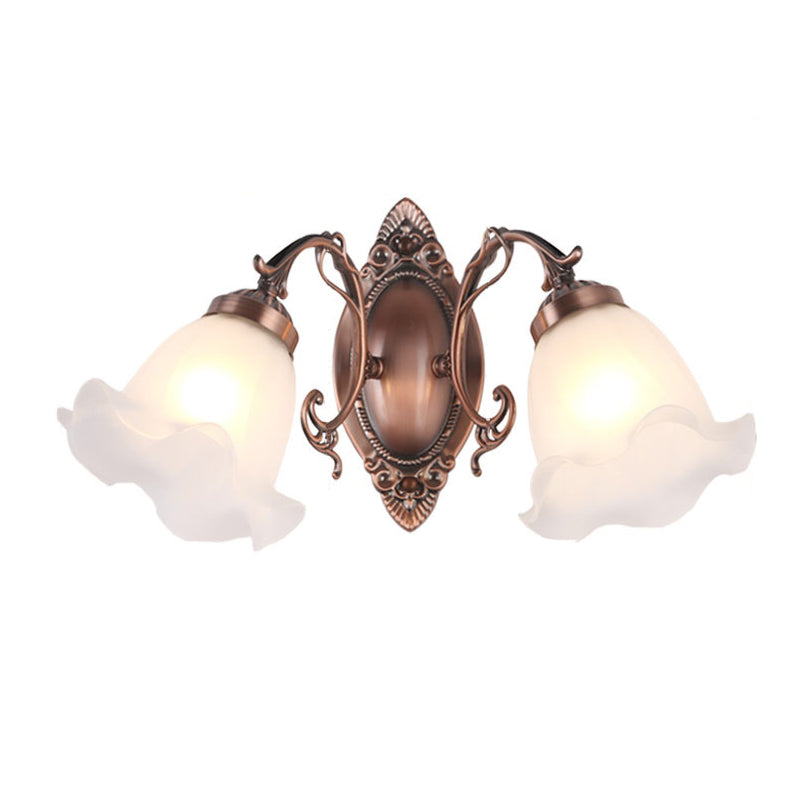 Iron Glass Flower Living 2-Light Wall Lamp