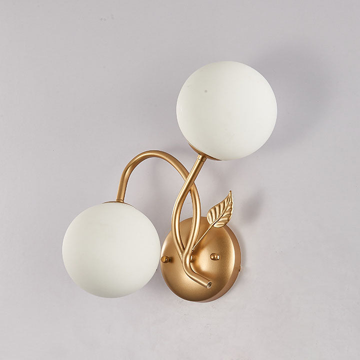 Branch Leaf Glass Ball 2-Light Wall Lamp