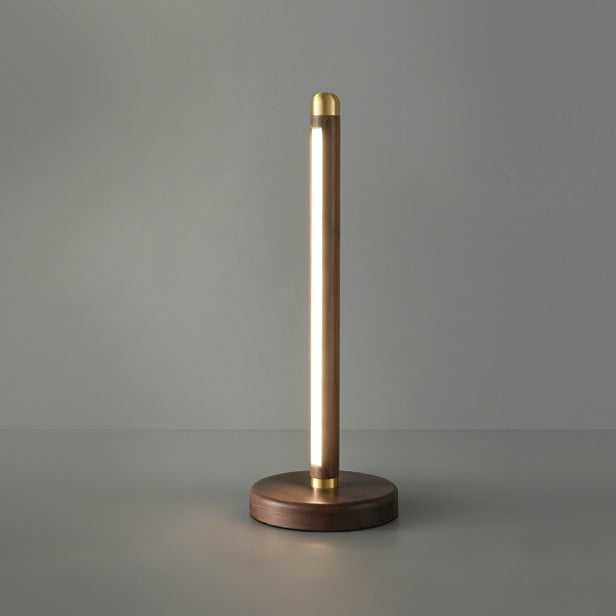 Linear Wood Copper Acrylic Table Lamp