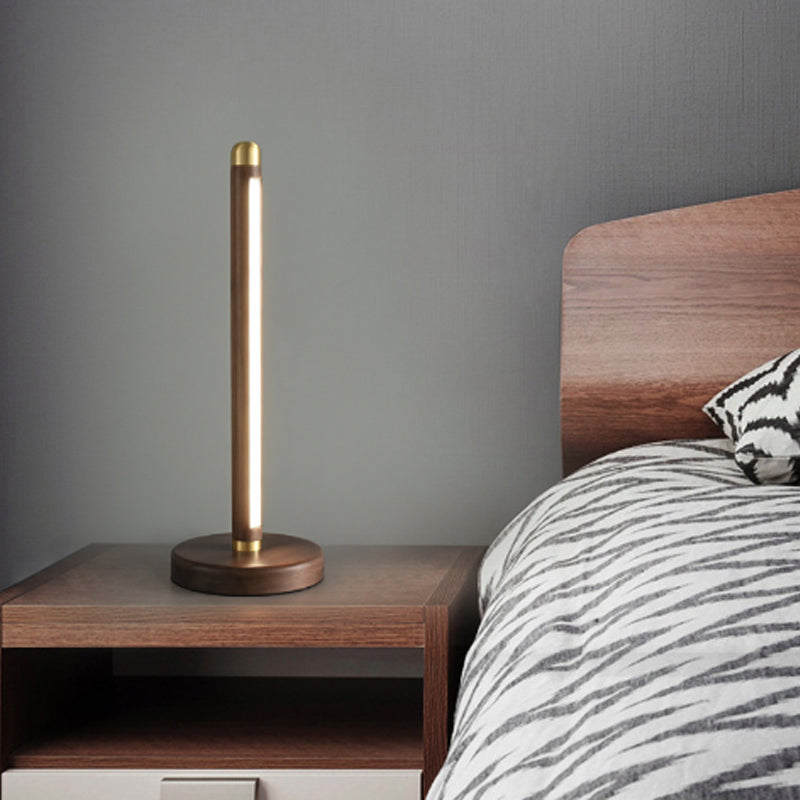 Linear Wood Copper Acrylic Table Lamp