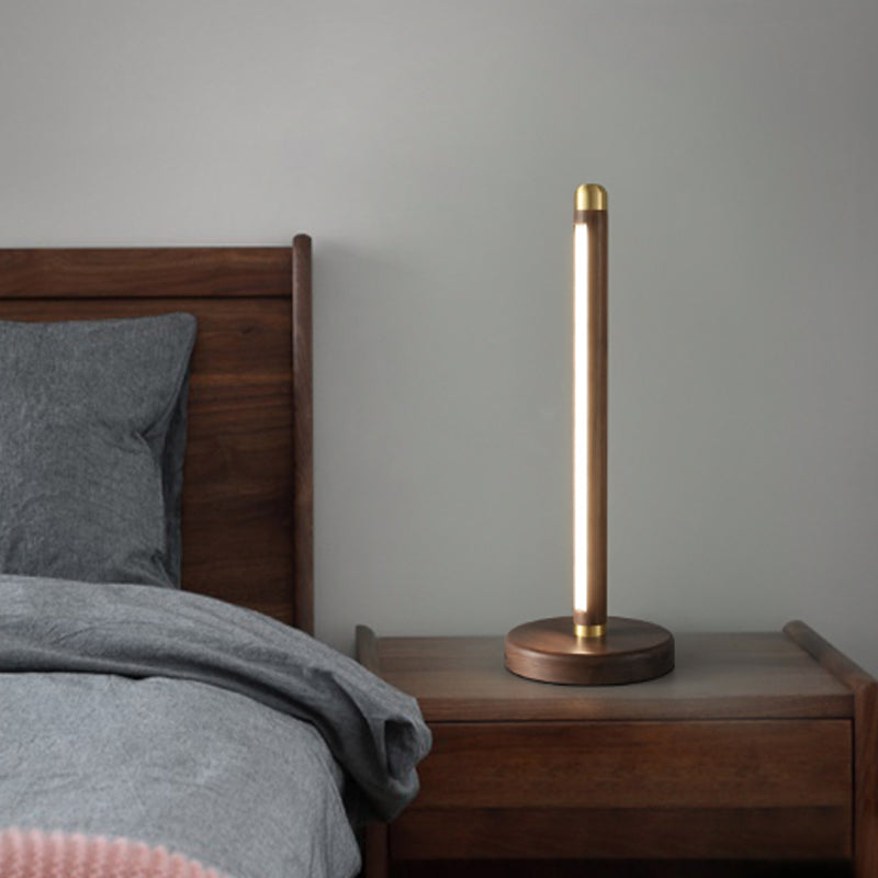 Linear Wood Copper Acrylic Table Lamp