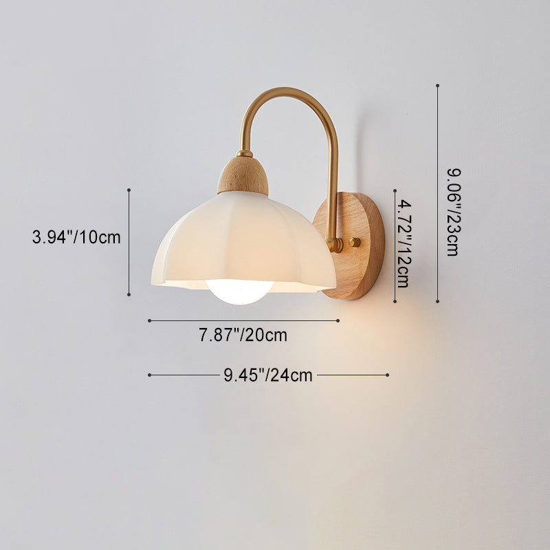 Wood Ceramic Flower Living Wall Lamp