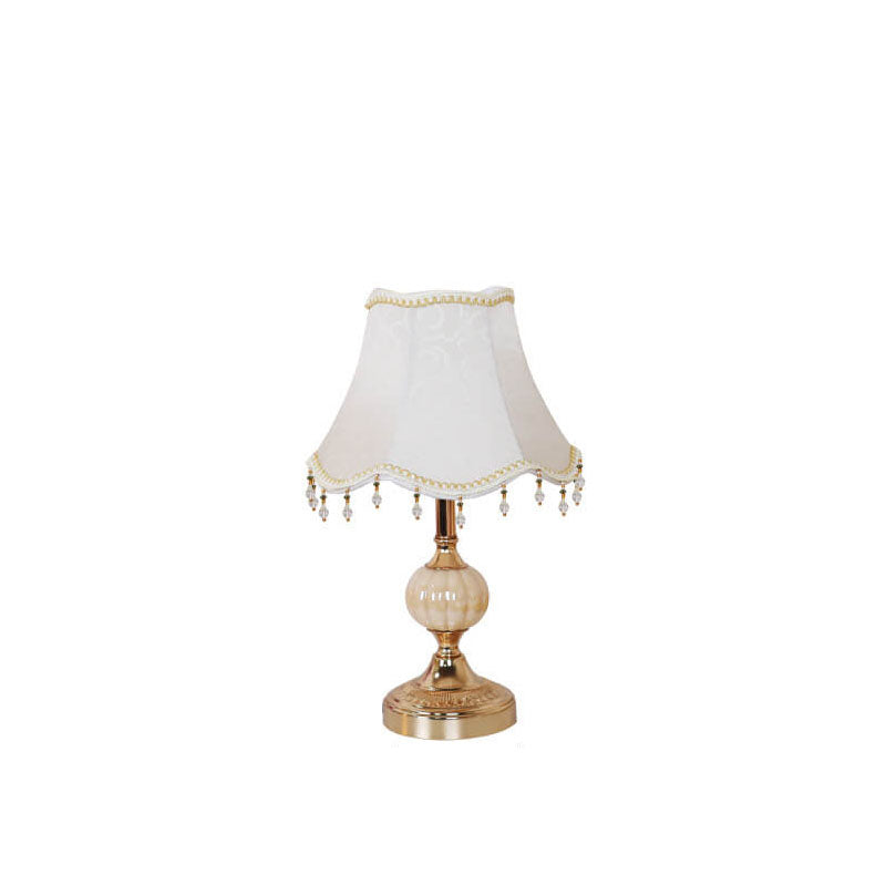 Fabric Floral Glass Plating Table Lamp
