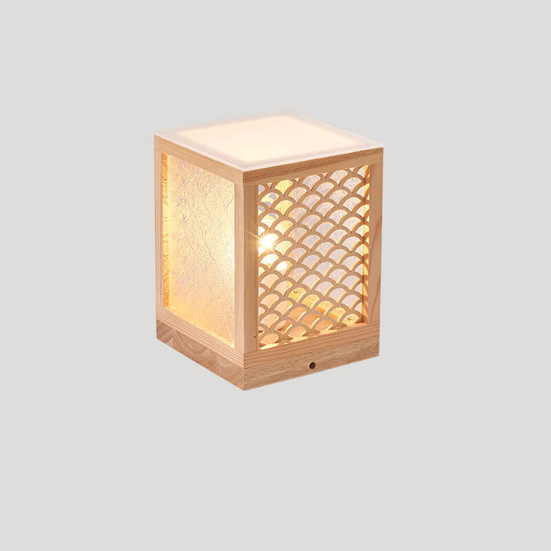 Harajuku Solid Wood Hollow Table Lamp