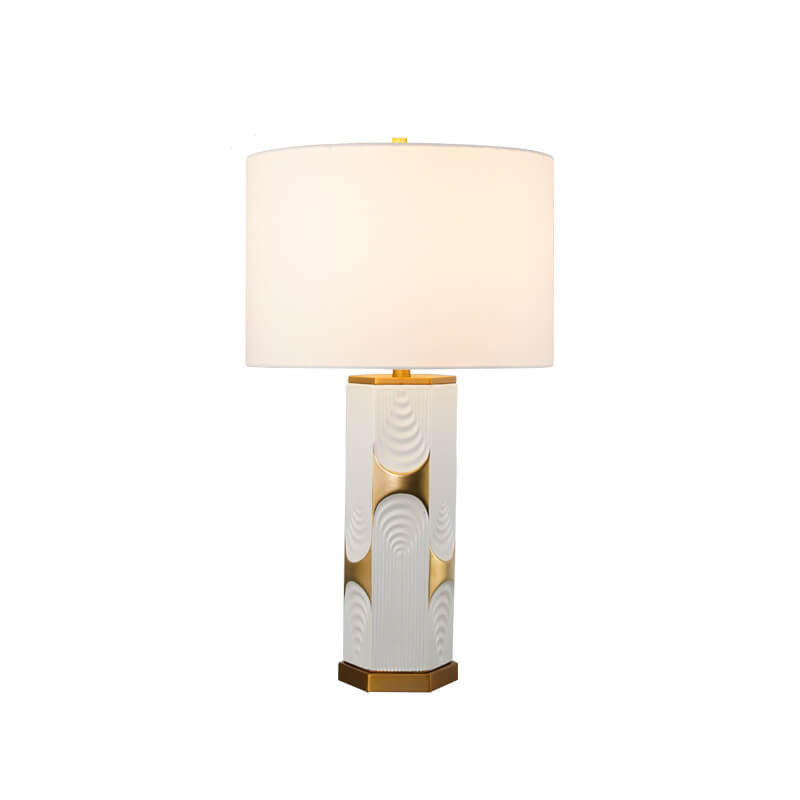 Plated Ceramic Column Fabric Table Lamp