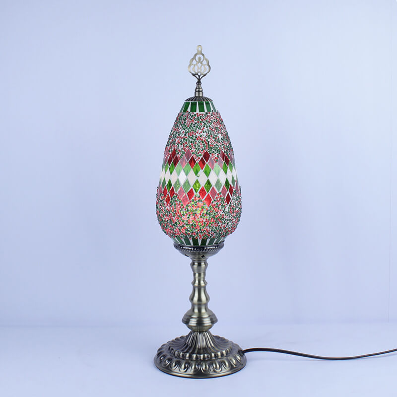 Bohemian Stained Glass Oval Table Lamp