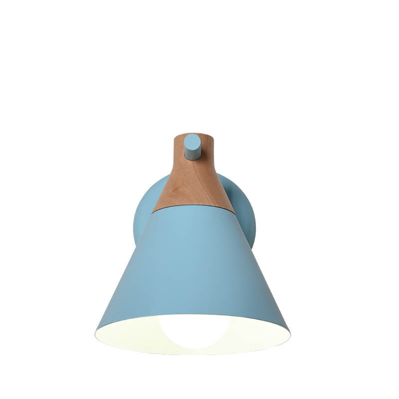 Solid Wood Macaron Cone Wall Lamp
