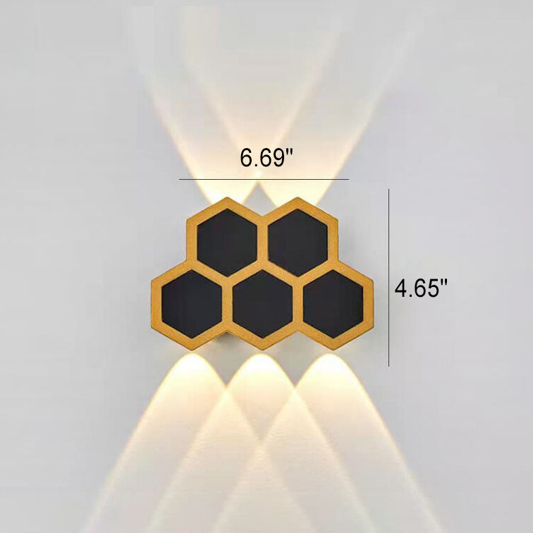 Hexagonal Combination Black Gold Outdoor Light