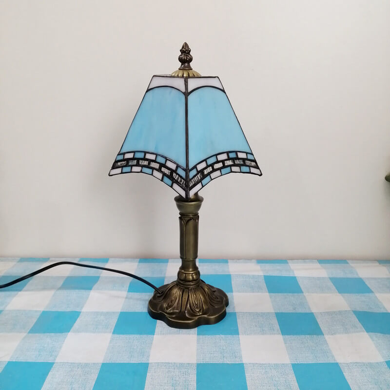Square Stained Glass Iron Table Lamp