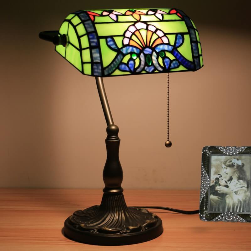 Baroque Stained Glass Bank Table Lamp