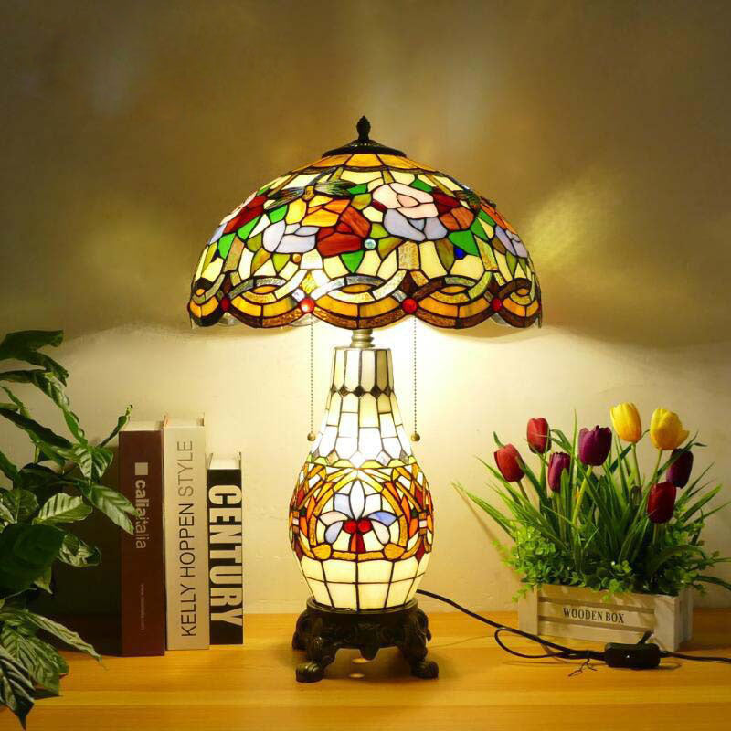 Baroque Umbrella Resin Stained 3-Light Table Lamp