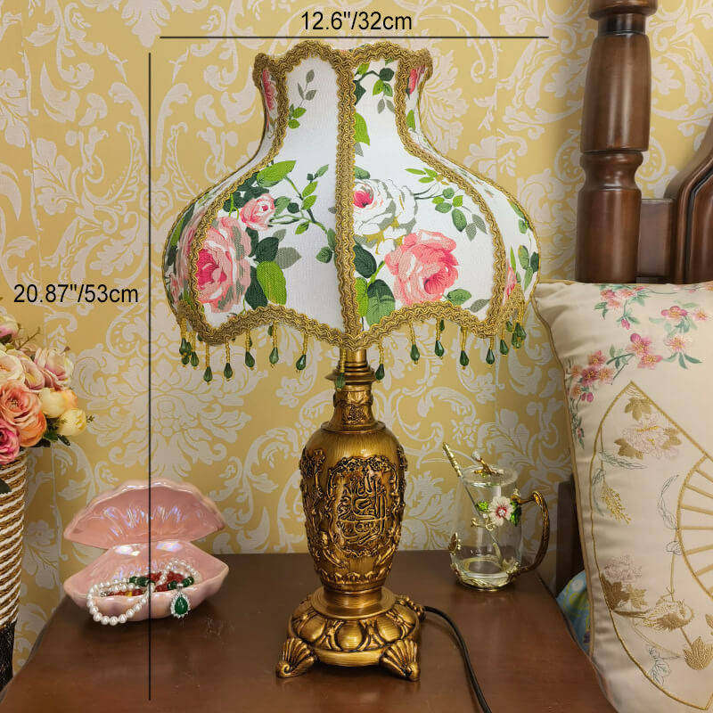 Floral Texture Fabric Pleated Table Lamp