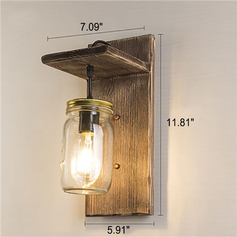 Wood Iron Wall Lamp