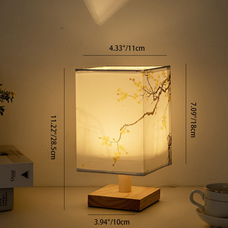 Fabric Square Bedroom Table Lamp
