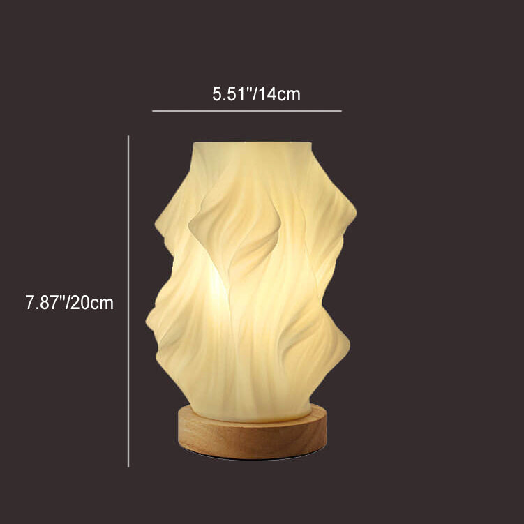 Round Wave Pod Wood Table Lamp