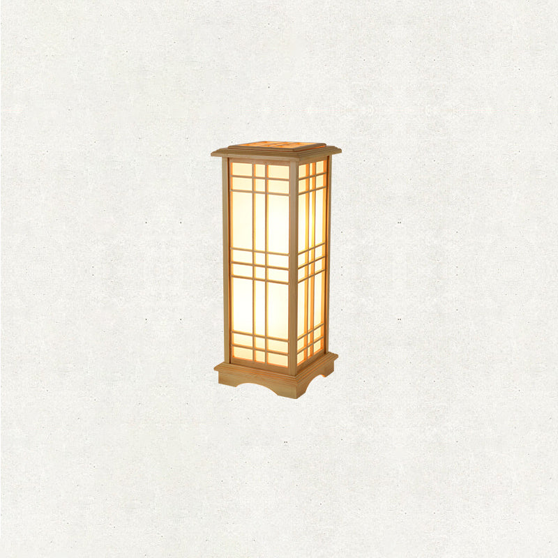 Traditional Japanese Wood Acrylic 3-Light Floor Lamp