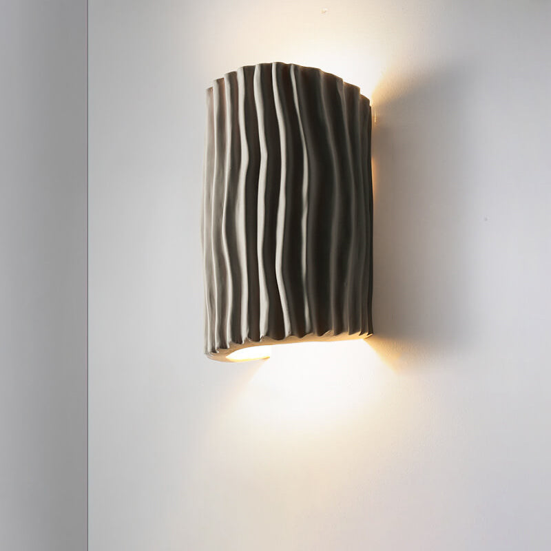 Wavy Textured Resin Semicircle 2-Light Wall Lamp