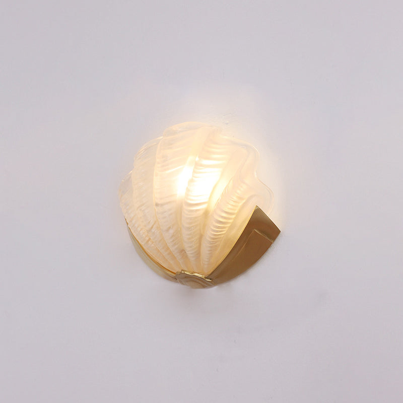 Shell Brass Glass Living Wall Lamp