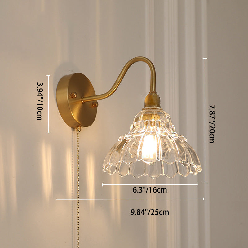Bellflower Brass Glass Living Wall Lamp