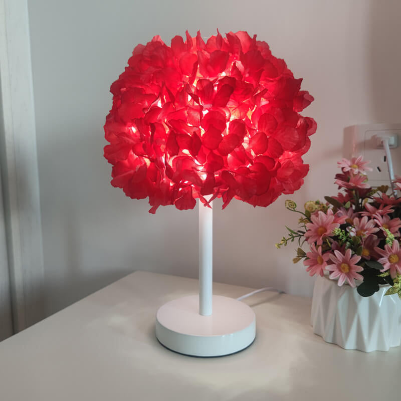 Fabric Flower Ball Table Lamp