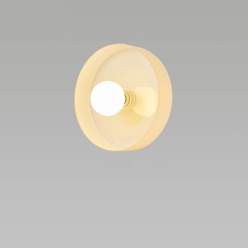 Round Plate Iron Glass Wall Lamp