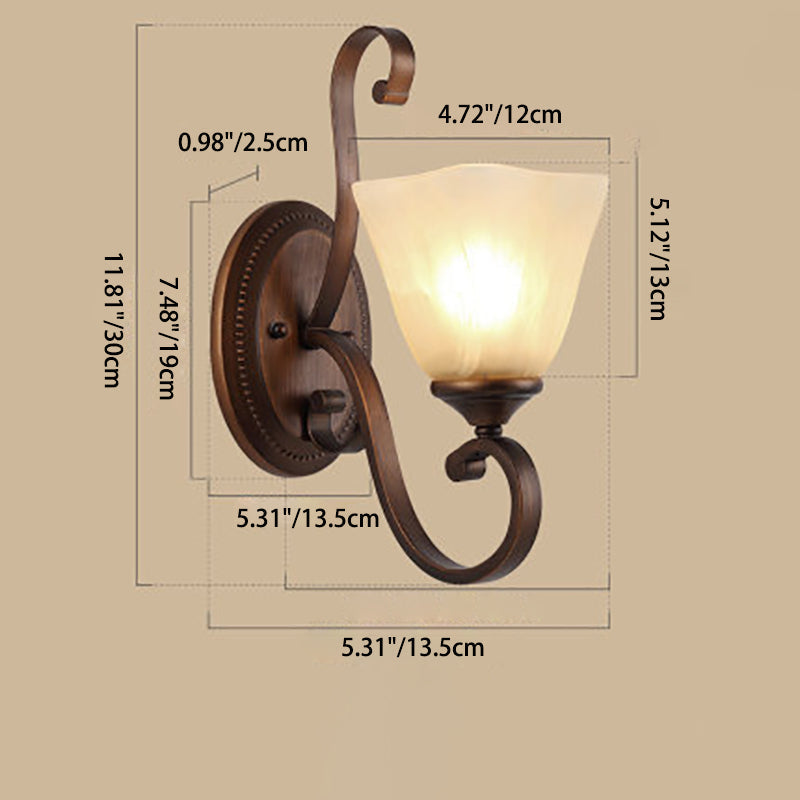 Round Glass Iron 1/2 Wall Lamp