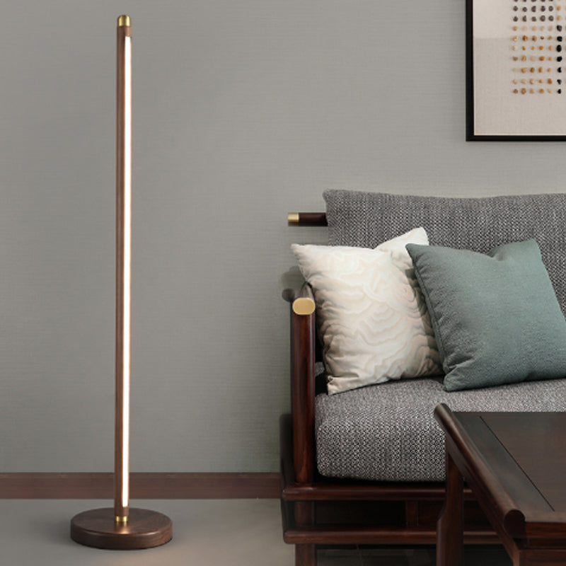 Linear Wood Copper Acrylic Floor Lamp