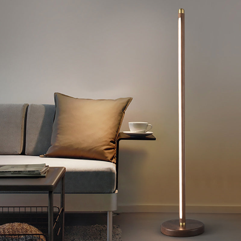 Linear Wood Copper Acrylic Floor Lamp