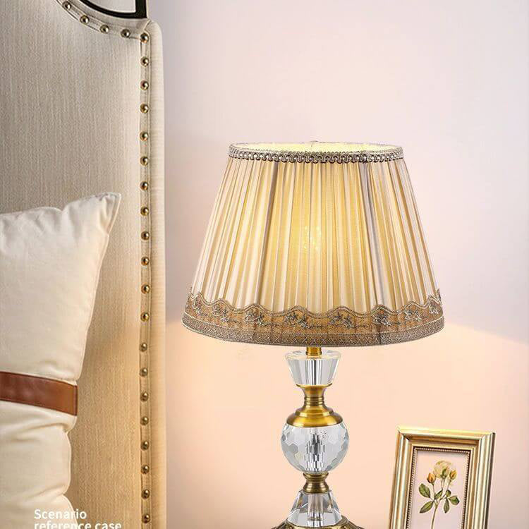 Crystal Pillar Fabric Table Lamp