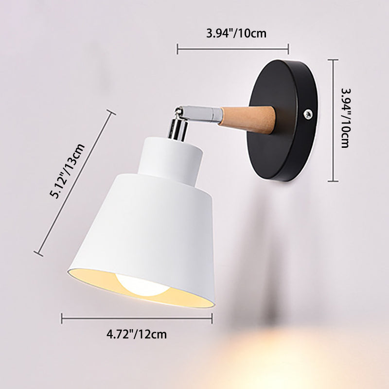 Cylindrical Trapezoidal Aluminum Wood Wall Lamp