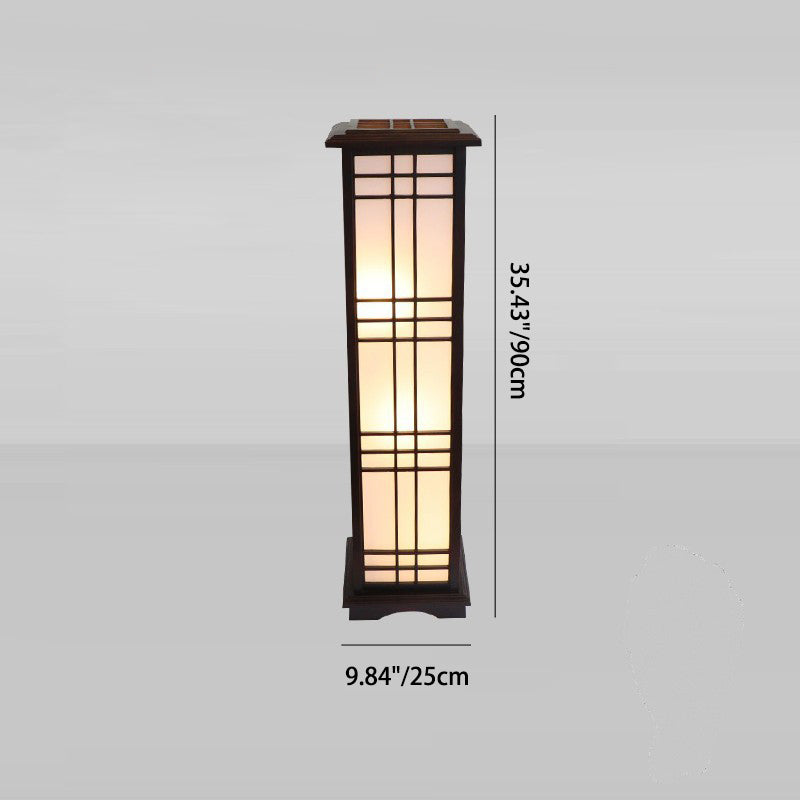 Traditional Chinese Rectangular Parchment Floor Lamp