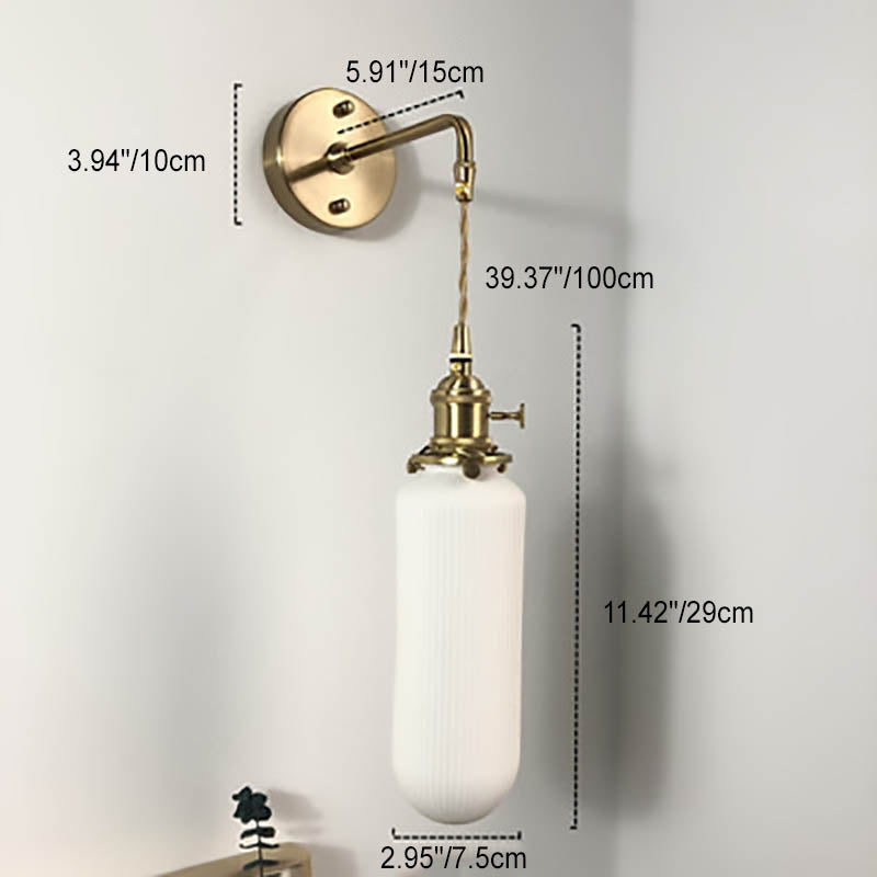 Cylinder Oval Brass Lucite Wall Lamp