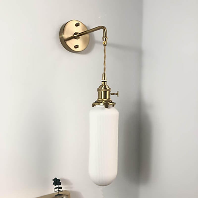 Cylinder Oval Brass Lucite Wall Lamp