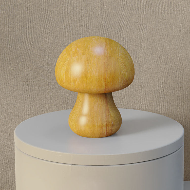 Mushroom Rubberwood Beechwood Bedroom Table Lamp