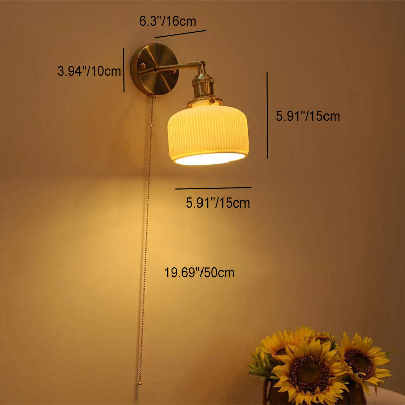 Brass Round Vanity Bedroom Wall Lamp