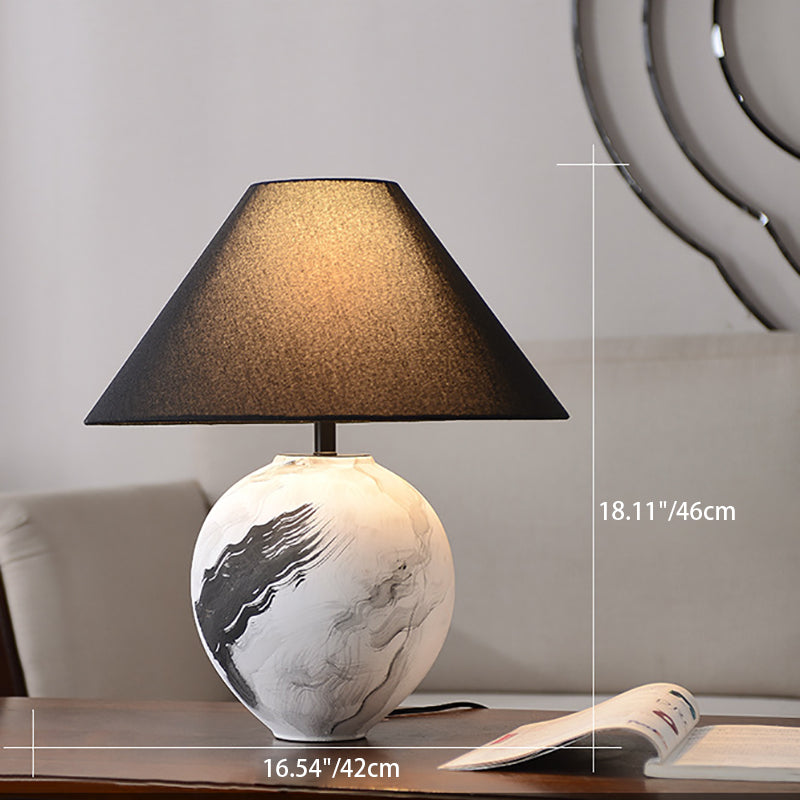 Ceramic Jar Linen Fabric Table Lamp
