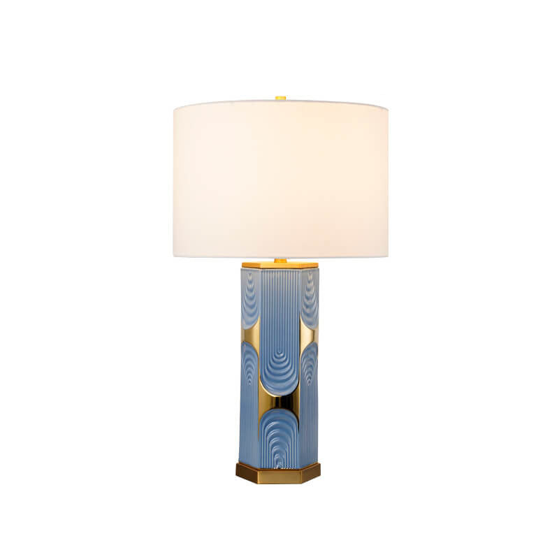 Plated Ceramic Column Fabric Table Lamp