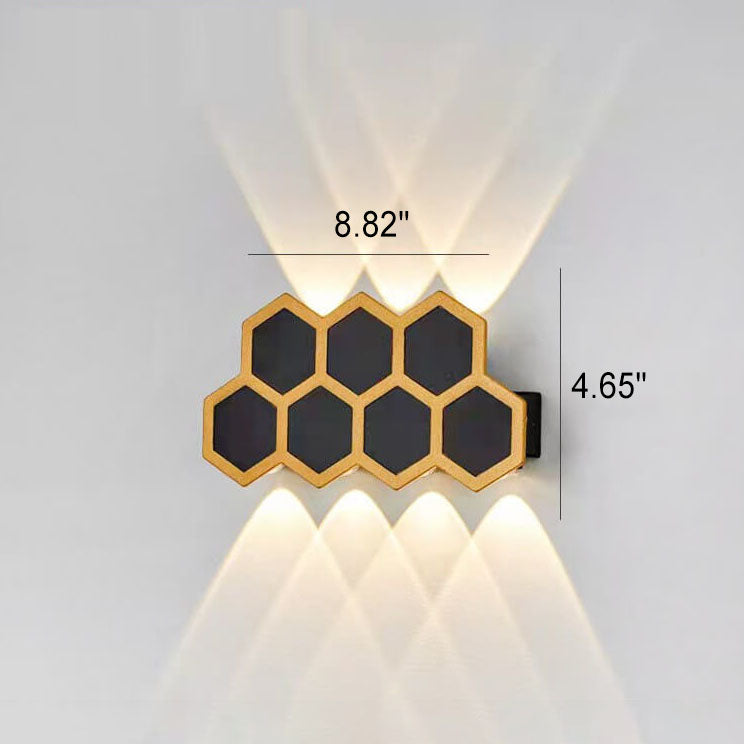 Hexagonal Combination Black Gold Outdoor Light
